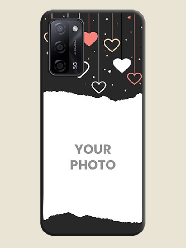 Custom Love Hangings with Splash Wave Picture on Space Black Custom Soft Matte Phone Back Cover - Oppo A53s 5G - alternate view