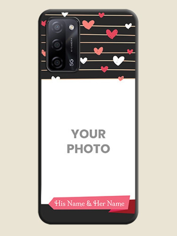 Custom Love Pattern with Name on Pink Ribbon  on Photo on Space Black Soft Matte Back Cover - Oppo A53s 5G - alternate view
