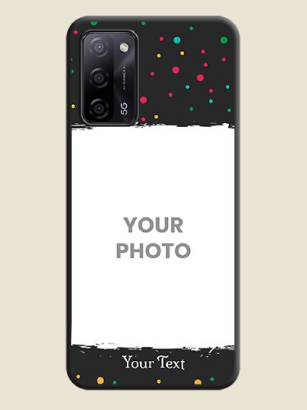 Custom Multicolor Dotted Pattern with Text on Space Black Custom Soft Matte Phone Back Cover - Oppo A53s 5G - alternate view