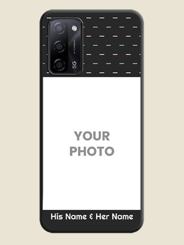 Custom Line Pattern Design with Text on Space Black Custom Soft Matte Phone Back Cover - Oppo A53s 5G - alternate view