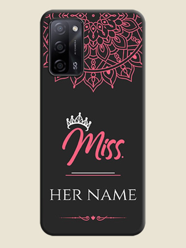 Custom Mrs Name with Floral Design on Space Black Personalized Soft Matte Phone Covers - Oppo A53s 5G - alternate view
