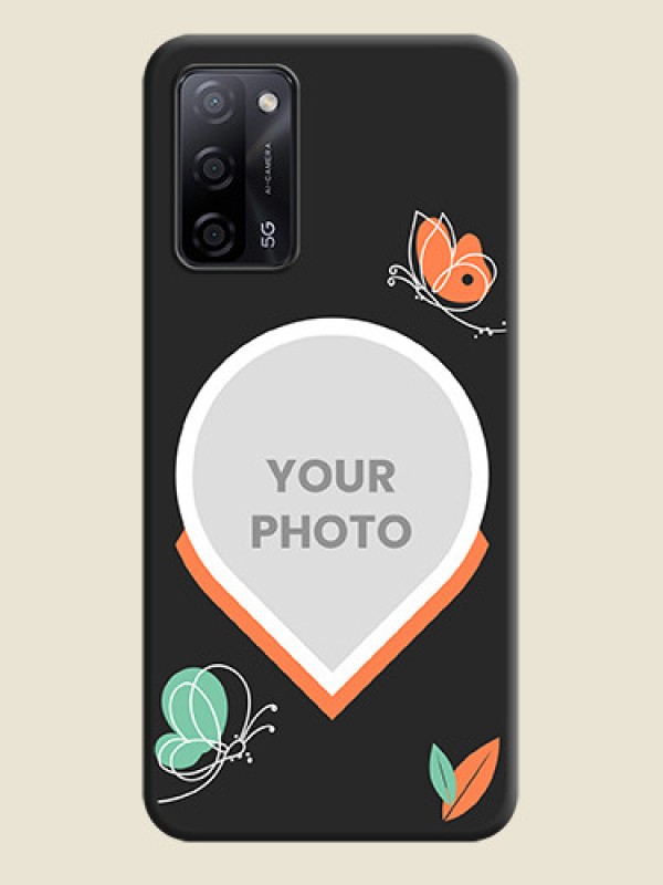 Custom Upload Pic With Simple Butterly Design On Space Black Personalized Soft Matte Phone Covers -Oppo A53S 5G - alternate view