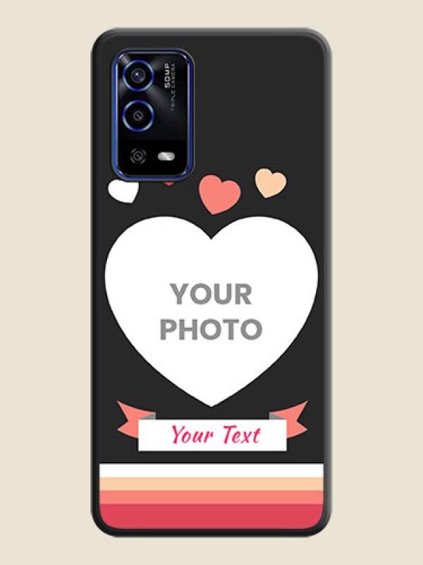 Custom Love Shaped Photo with Colorful Stripes on Personalised Space Black Soft Matte Cases - Oppo A55 - alternate view