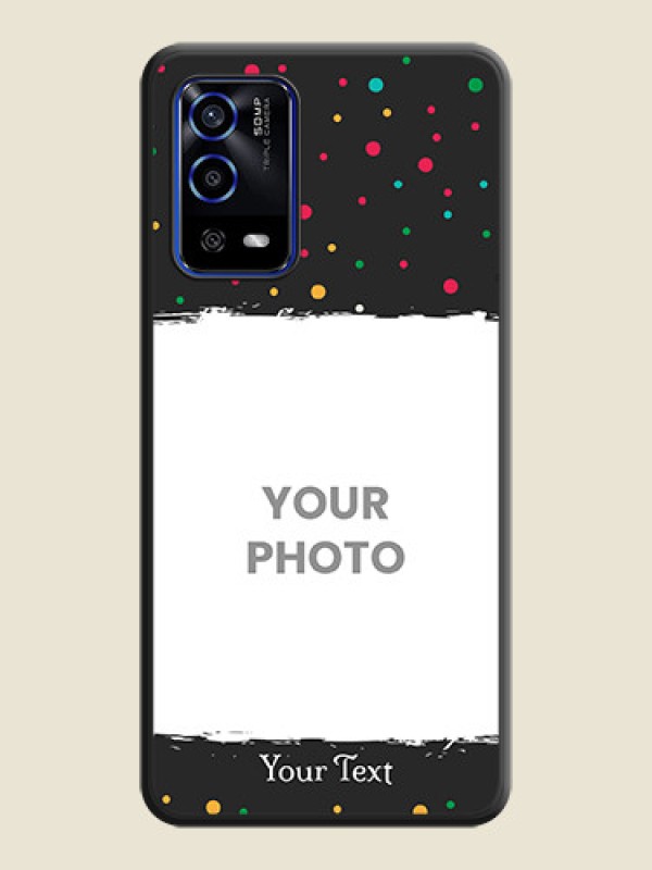 Custom Multicolor Dotted Pattern with Text on Space Black Custom Soft Matte Phone Back Cover - Oppo A55 - alternate view