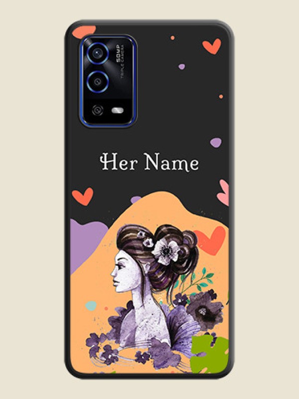 Custom Namecase For Her With Fancy Lady Image On Space Black Personalized Soft Matte Phone Covers -Oppo A55 - alternate view