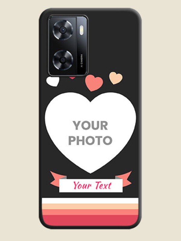 Custom Love Shaped Photo with Colorful Stripes on Personalised Space Black Soft Matte Cases - Oppo A57 2022 - alternate view