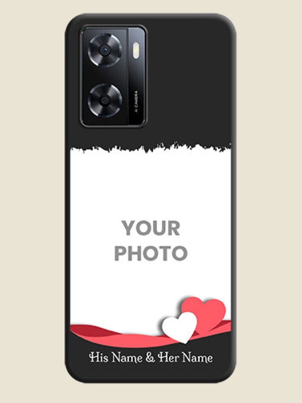Custom Pin Color Love Shaped Ribbon Design with Text on Space Black Custom Soft Matte Phone Back Cover - Oppo A57 2022 - alternate view
