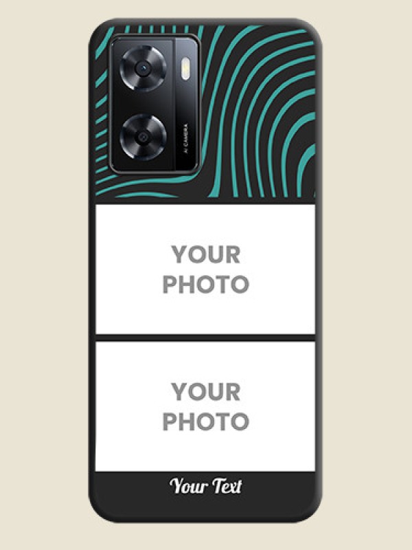 Custom Wave Pattern with 2 Image Holder on Space Black Personalized Soft Matte Phone Covers - Oppo A57 2022 - alternate view