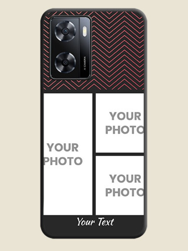 Custom Wave Pattern with 3 Image Holder on Space Black Custom Soft Matte Back Cover - Oppo A57 2022 - alternate view