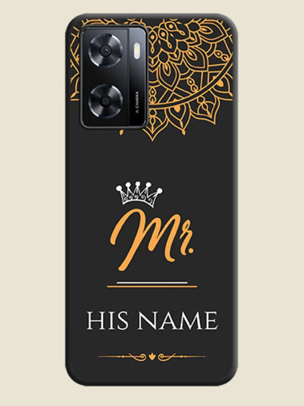Custom Mr Name with Floral Design  on Personalised Space Black Soft Matte Cases - Oppo A57 2022 - alternate view