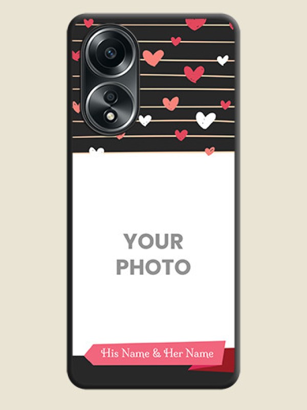 Custom Love Pattern with Name on Pink Ribbon - Photo on Space Black Soft Matte Back Cover - Oppo A58 - alternate view