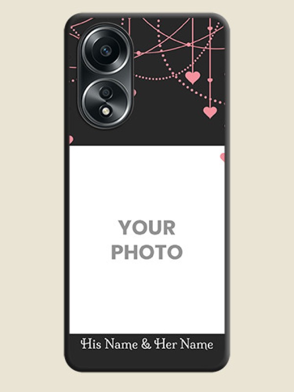 Custom Pink Love Hangings with Text on Space Black Custom Soft Matte Back Cover - Oppo A58 - alternate view