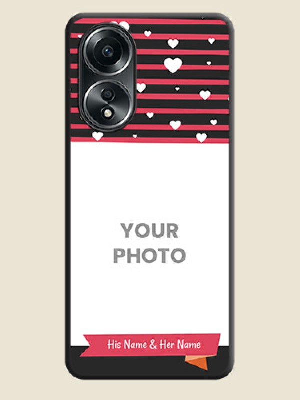 Custom White Color Love Symbols with Pink Lines Pattern on Space Black Custom Soft Matte Phone Cases - Oppo A58 - alternate view