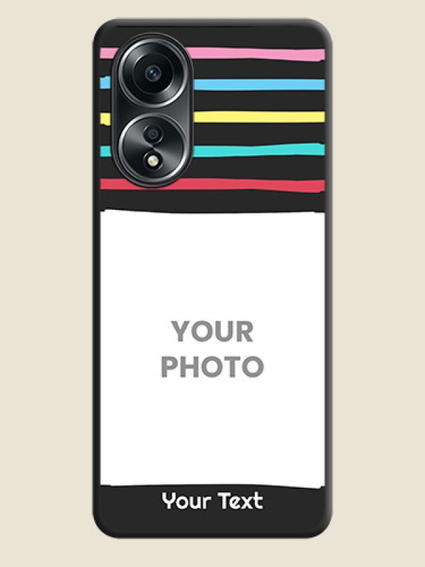 Custom Multicolor Lines with Image on Space Black Personalized Soft Matte Phone Covers - Oppo A58 - alternate view