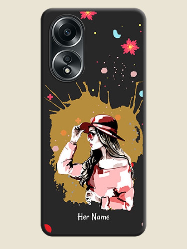 Custom Mordern Lady With Color Splash Background With Custom Text On Space Black Personalized Soft Matte Phone Covers - Oppo A58 - alternate view