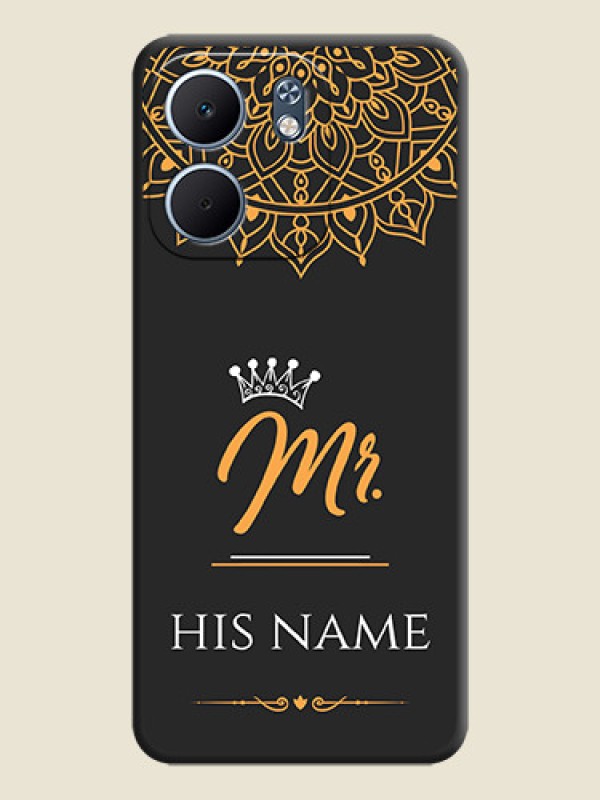 Custom Mr Name with Floral Design On Space Black Custom Soft Matte Mobile Back Cover - Oppo A5X 4G - alternate view