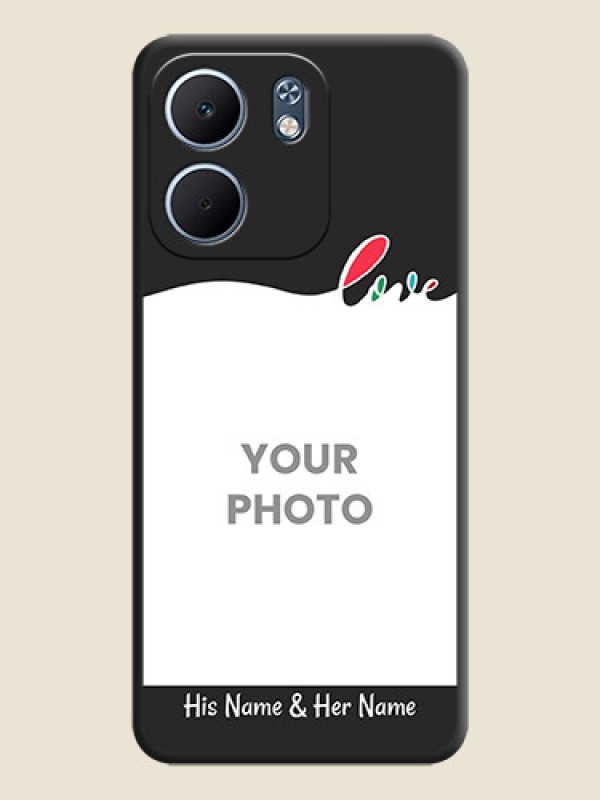 Custom Fall in Love Pattern with Picture on Photo On Space Black Custom Soft Matte Mobile Back Cover - Oppo A5x 5G - alternate view