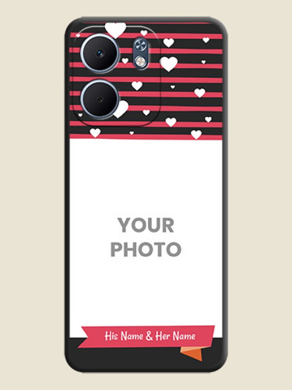 Custom White Color Love Symbols with Pink Lines Pattern On Space Black Custom Soft Matte Mobile Back Cover - Oppo A5x 5G - alternate view