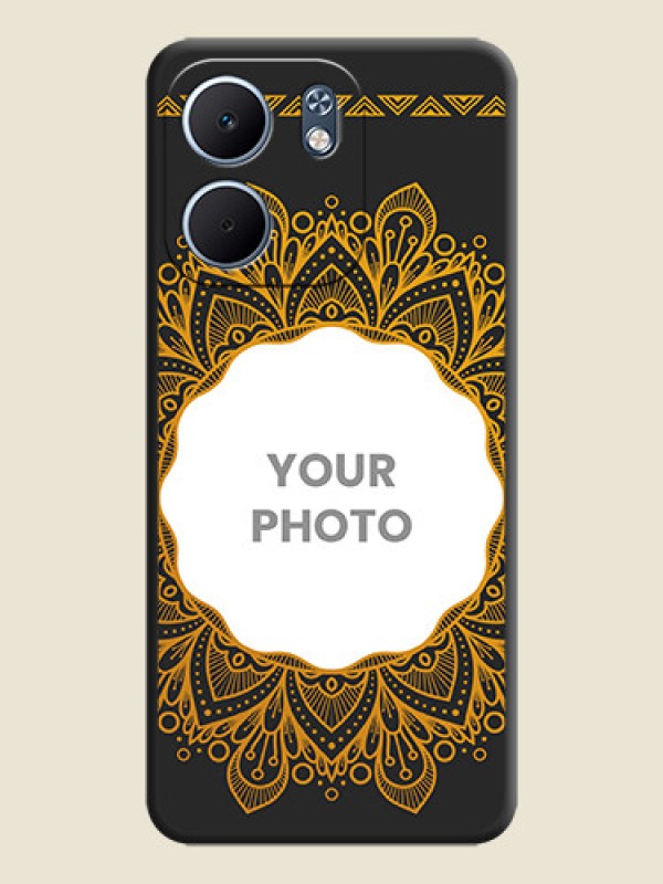 Custom Round Image with Floral Design On Space Black Custom Soft Matte Mobile Back Cover - Oppo A5x 5G - alternate view