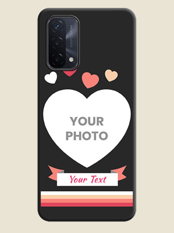 Custom Love Shaped Photo with Colorful Stripes on Personalised Space Black Soft Matte Cases - Oppo A74 5G - alternate view