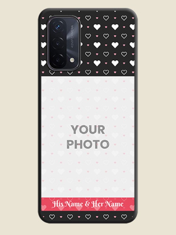 Custom White Color Love Symbols with Text Design on Photo on Space Black Soft Matte Phone Cover - Oppo A74 5G - alternate view