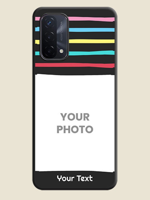 Custom Multicolor Lines with Image on Space Black Personalized Soft Matte Phone Covers - Oppo A74 5G - alternate view