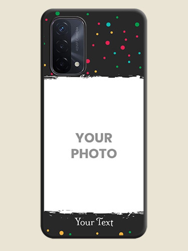 Custom Multicolor Dotted Pattern with Text on Space Black Custom Soft Matte Phone Back Cover - Oppo A74 5G - alternate view