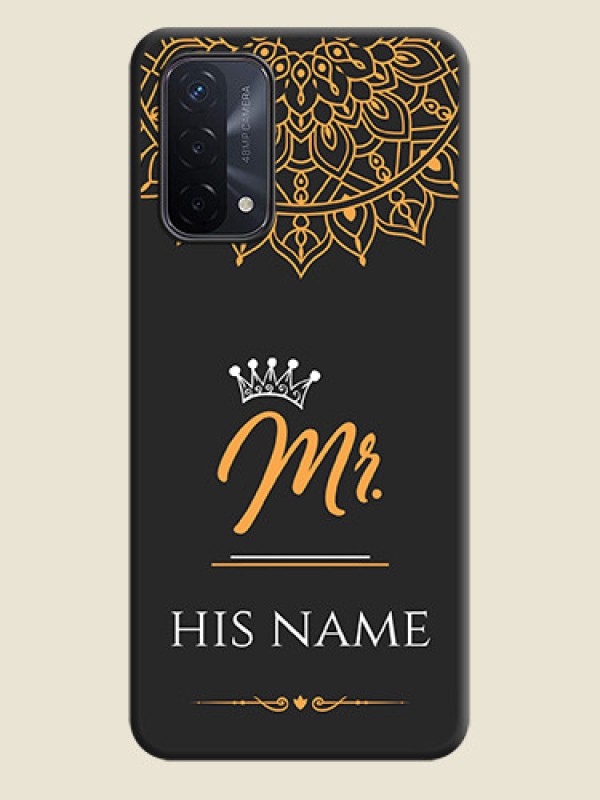 Custom Mr Name with Floral Design  on Personalised Space Black Soft Matte Cases - Oppo A74 5G - alternate view