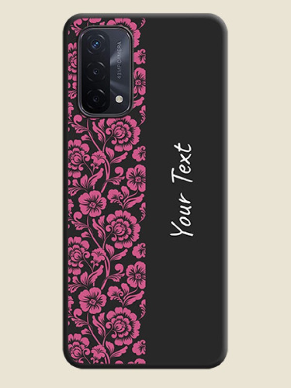 Custom Pink Floral Pattern Design With Custom Text On Space Black Personalized Soft Matte Phone Covers -Oppo A74 5G - alternate view
