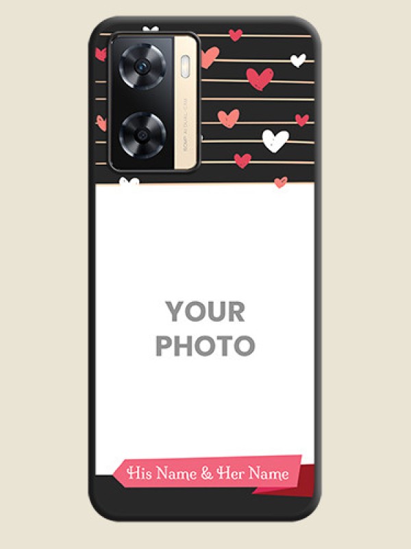 Custom Love Pattern with Name on Pink Ribbon  on Photo on Space Black Soft Matte Back Cover - Oppo A77 4G - alternate view