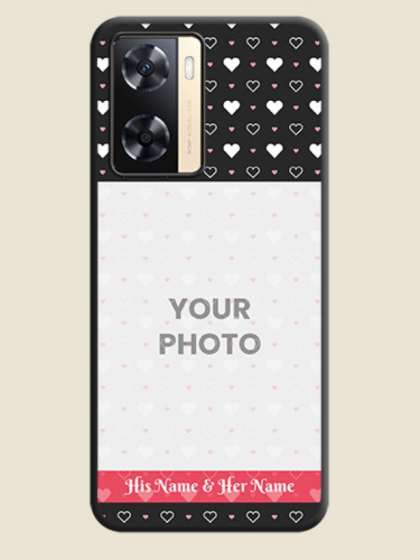 Custom White Color Love Symbols with Text Design on Photo on Space Black Soft Matte Phone Cover - Oppo A77 4G - alternate view