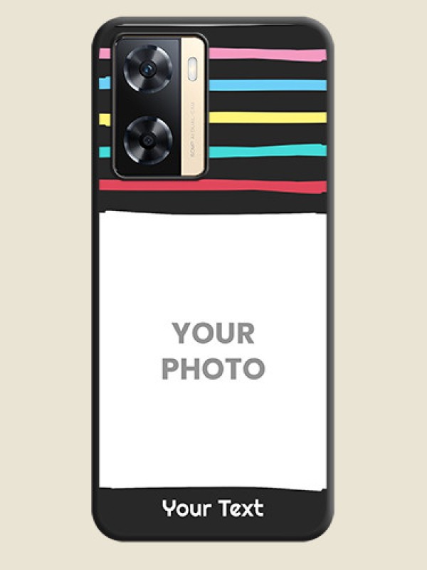 Custom Multicolor Lines with Image on Space Black Personalized Soft Matte Phone Covers - Oppo A77 4G - alternate view