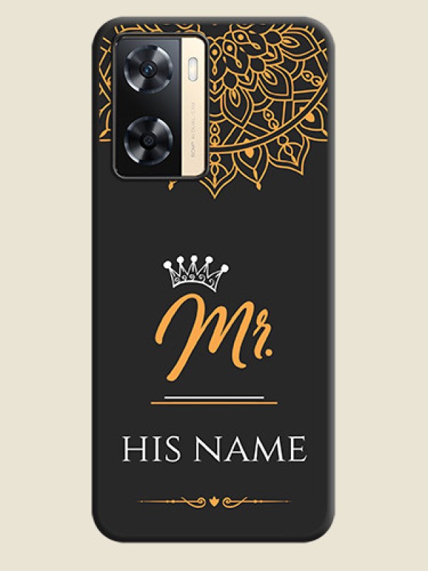 Custom Mr Name with Floral Design  on Personalised Space Black Soft Matte Cases - Oppo A77 4G - alternate view