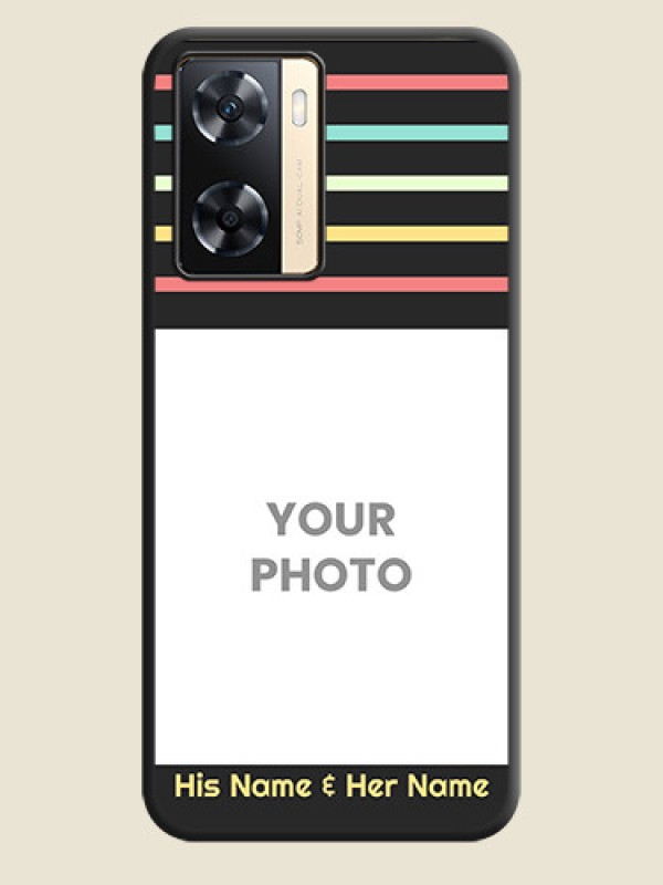 Custom Color Stripes with Photo and Text on Photo on Space Black Soft Matte Mobile Case - Oppo A77s - alternate view