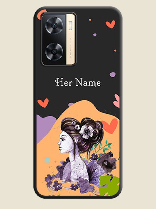 Custom Namecase For Her With Fancy Lady Image On Space Black Personalized Soft Matte Phone Covers -Oppo A77S - alternate view