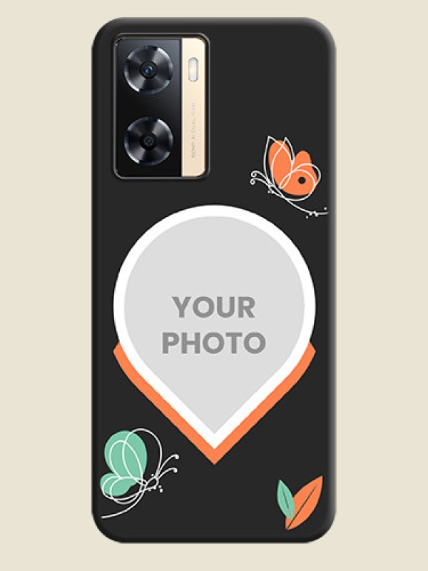 Custom Upload Pic With Simple Butterly Design On Space Black Personalized Soft Matte Phone Covers -Oppo A77S - alternate view