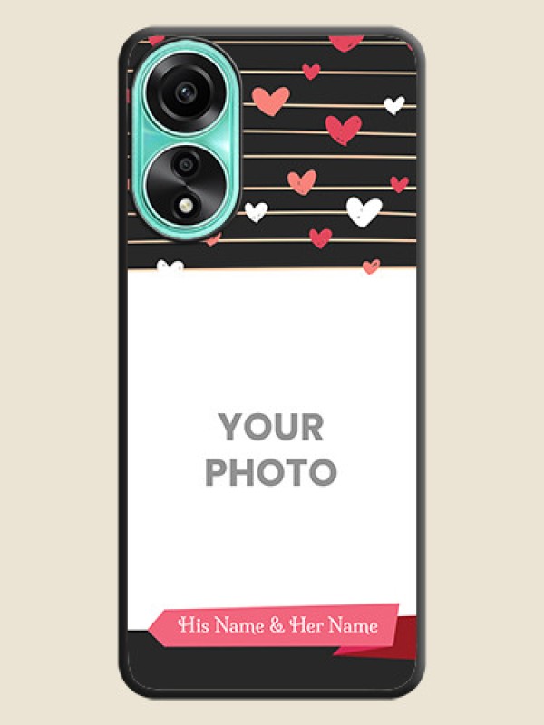 Custom Love Pattern with Name on Pink Ribbon - Photo on Space Black Soft Matte Back Cover - Oppo A78 4G - alternate view