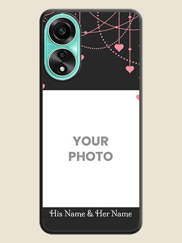 Custom Pink Love Hangings with Text on Space Black Custom Soft Matte Back Cover - Oppo A78 4G - alternate view