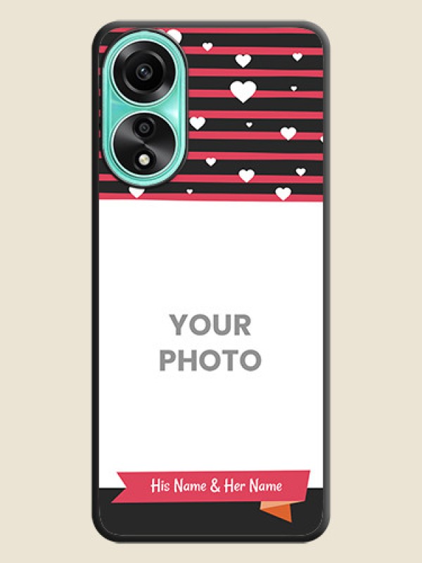 Custom White Color Love Symbols with Pink Lines Pattern on Space Black Custom Soft Matte Phone Cases - Oppo A78 4G - alternate view