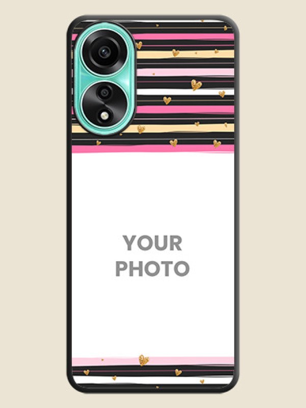 Custom Multicolor Lines and Golden Love Symbols Design - Photo on Space Black Soft Matte Mobile Cover - Oppo A78 4G - alternate view