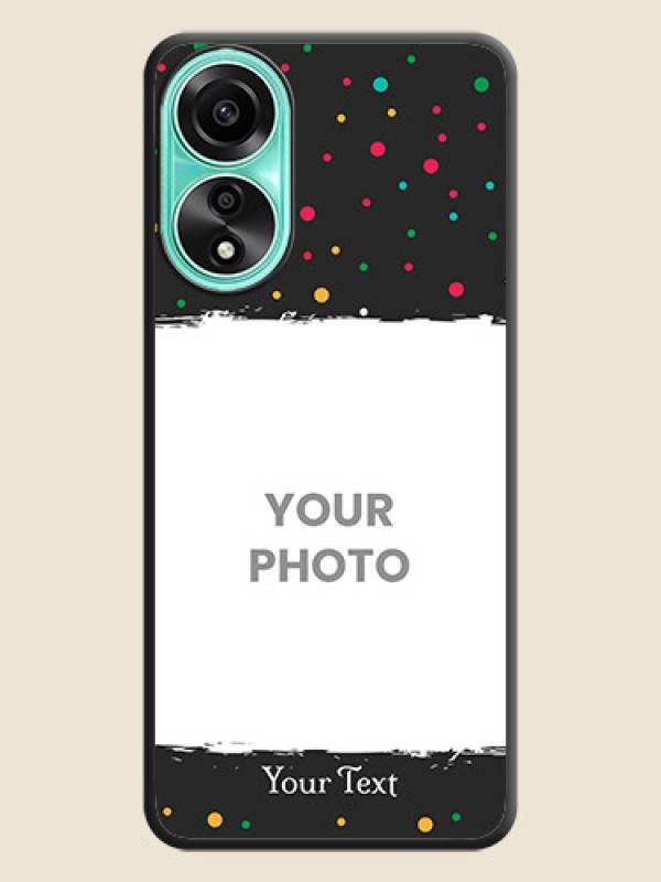 Custom Multicolor Dotted Pattern with Text on Space Black Custom Soft Matte Phone Back Cover - Oppo A78 4G - alternate view