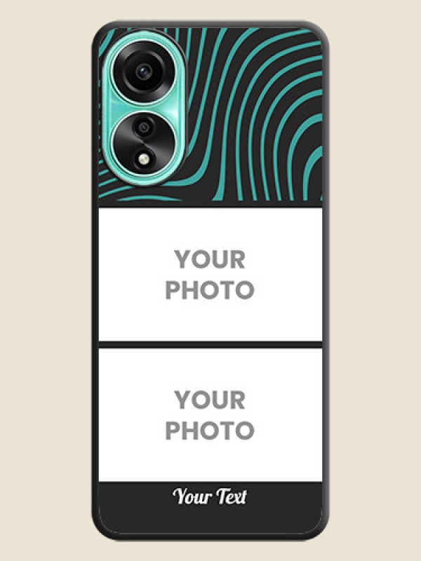 Custom Wave Pattern with 2 Image Holder on Space Black Personalized Soft Matte Phone Covers - Oppo A78 4G - alternate view