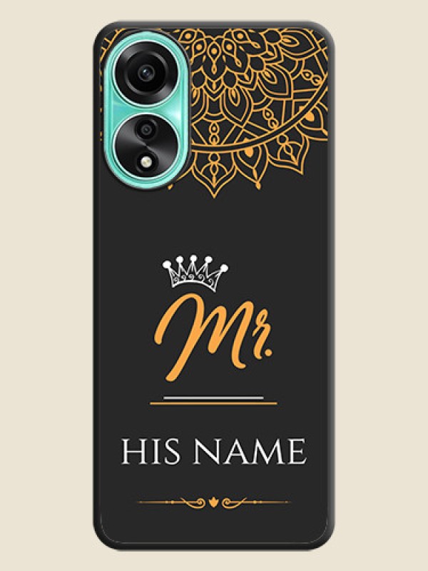 Custom Mr Name with Floral Design on Personalised Space Black Soft Matte Cases - Oppo A78 4G - alternate view