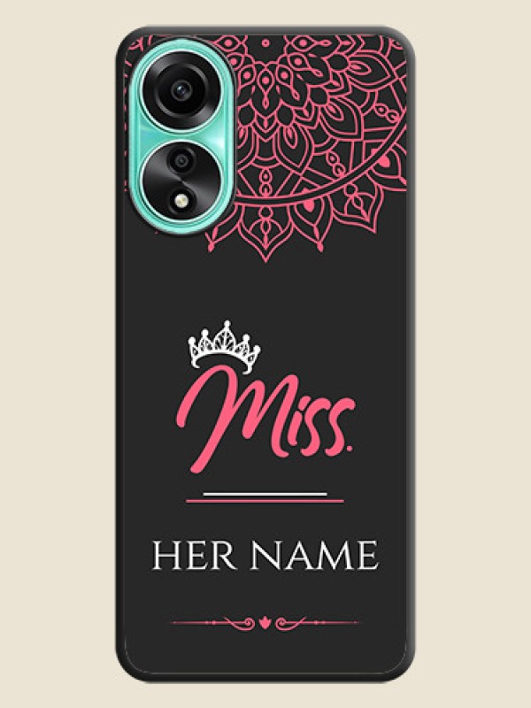Custom Mrs Name with Floral Design on Space Black Personalized Soft Matte Phone Covers - Oppo A78 4G - alternate view