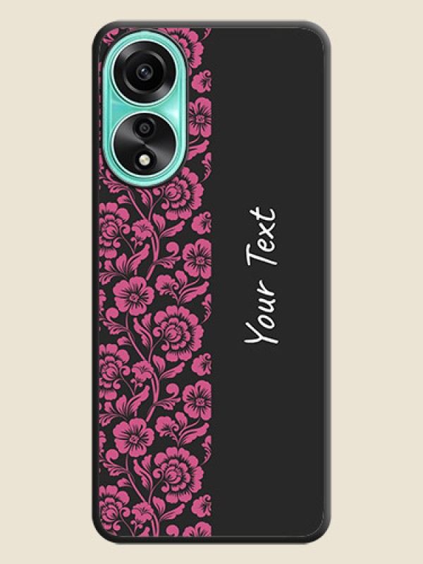 Custom Pink Floral Pattern Design With Custom Text On Space Black Personalized Soft Matte Phone Covers - Oppo A78 4G - alternate view