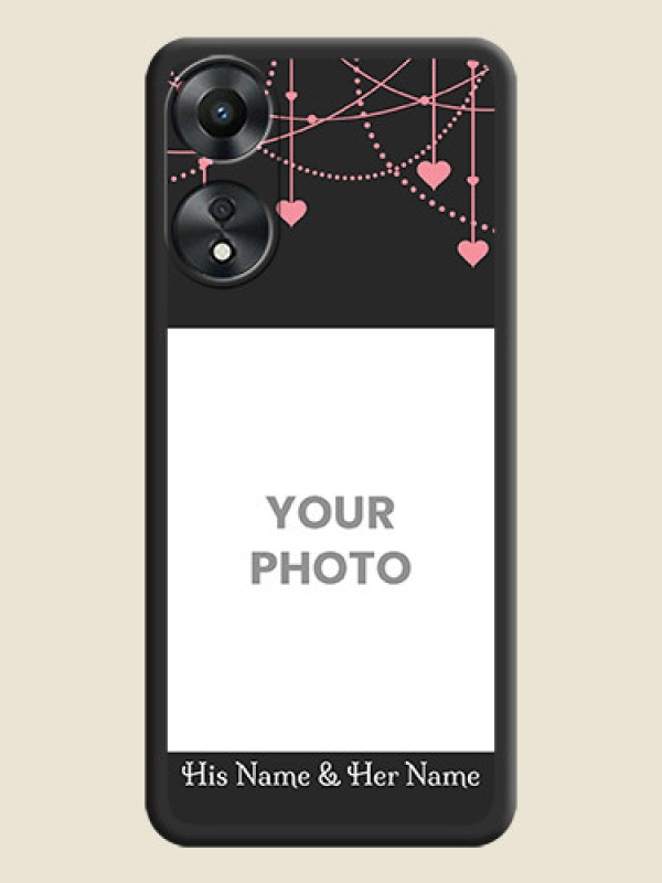 Custom Pink Love Hangings with Text on Space Black Custom Soft Matte Back Cover - Oppo A78 5G - alternate view