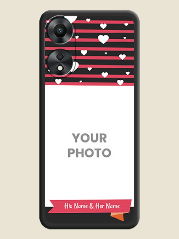 Custom White Color Love Symbols with Pink Lines Pattern on Space Black Custom Soft Matte Phone Cases - Oppo A78 5G - alternate view