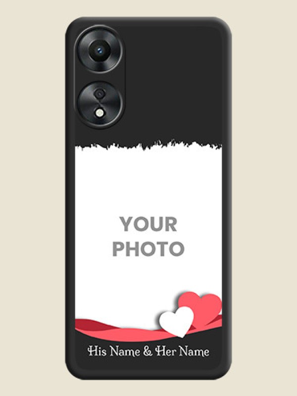 Custom Pin Color Love Shaped Ribbon Design with Text on Space Black Custom Soft Matte Phone Back Cover - Oppo A78 5G - alternate view