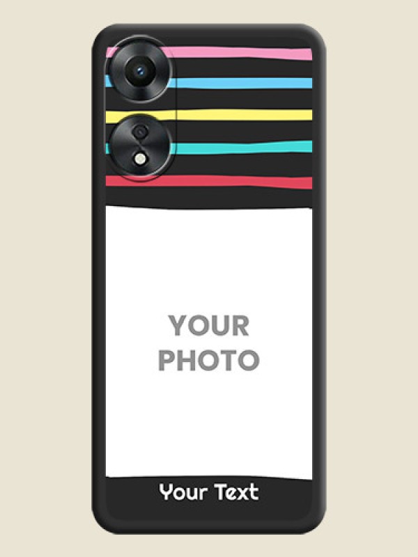 Custom Multicolor Lines with Image on Space Black Personalized Soft Matte Phone Covers - Oppo A78 5G - alternate view