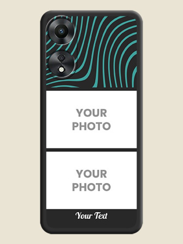 Custom Wave Pattern with 2 Image Holder on Space Black Personalized Soft Matte Phone Covers - Oppo A78 5G - alternate view